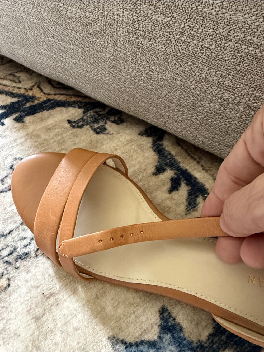Cole Haan Tan Leather Two-Strap Ankle Strap Heels - Picture 6 of 8